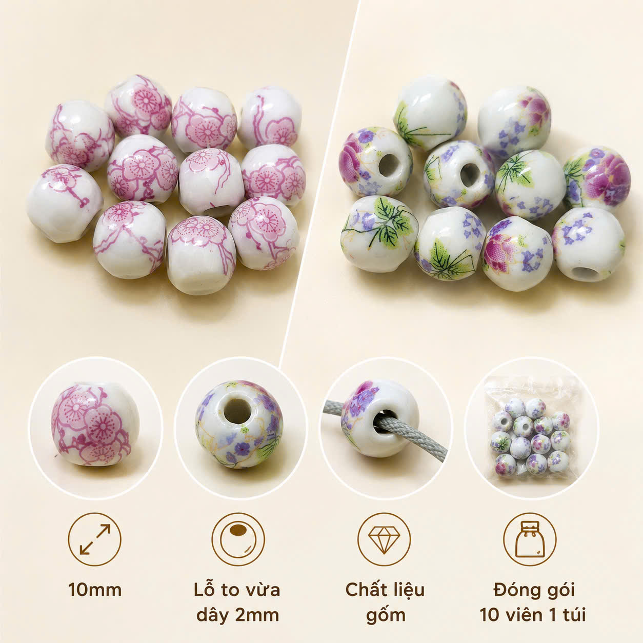 Hạt gốm xâu vòng tay handmade