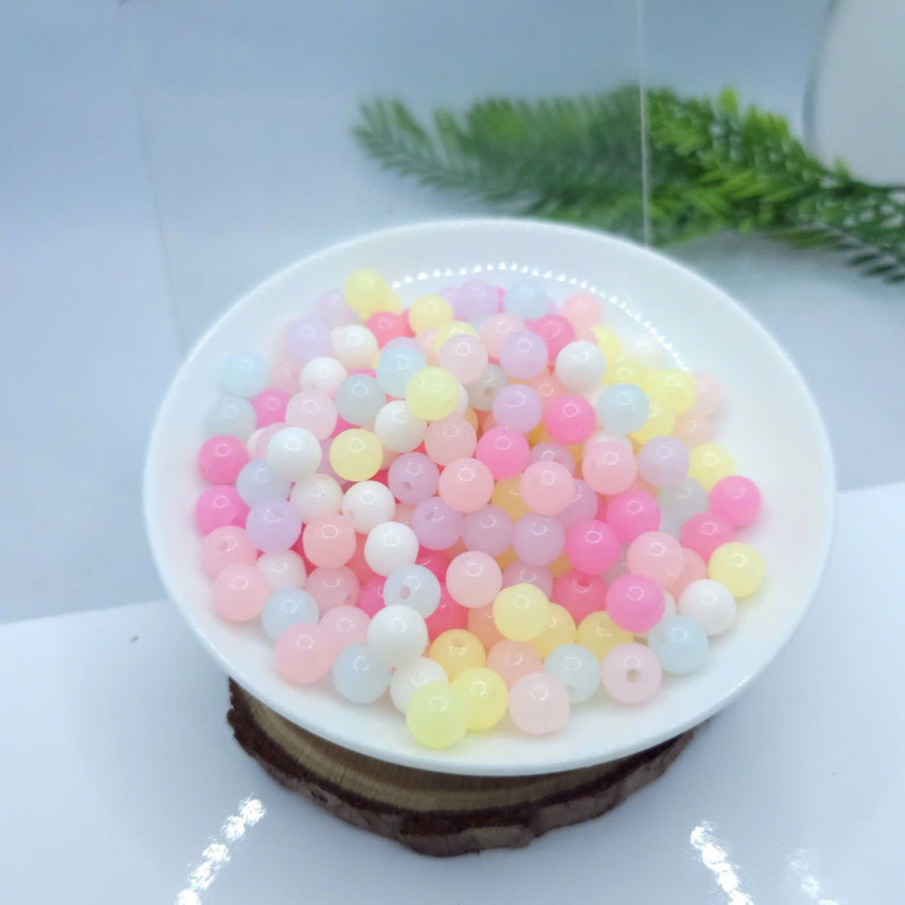 nhựa tròn thạch 8mm màu mix pastel