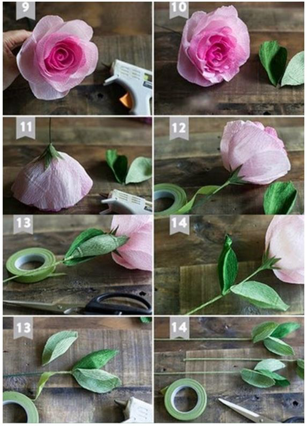 Cụ thể cách làm hoa hồng bằng giấy nhún (phần 2)