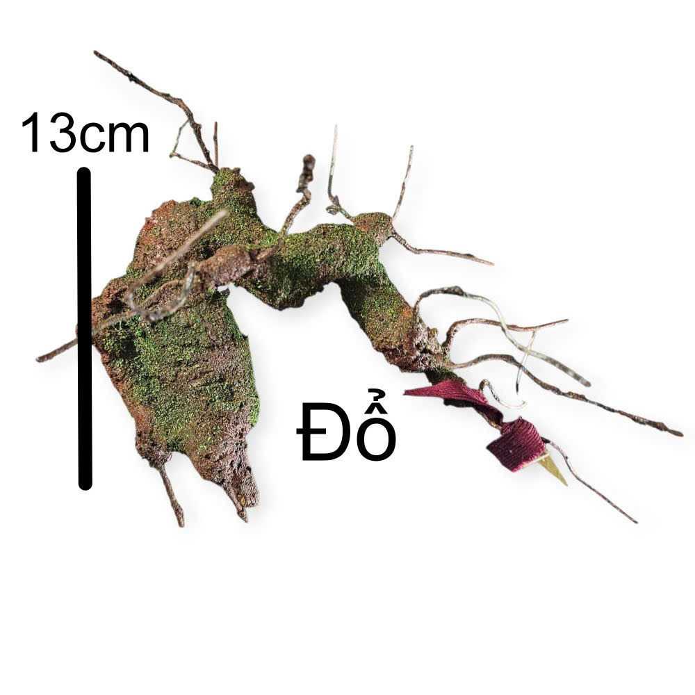 Gốc bonsai giả dáng đổ cao 13cm gắn hoa handmade