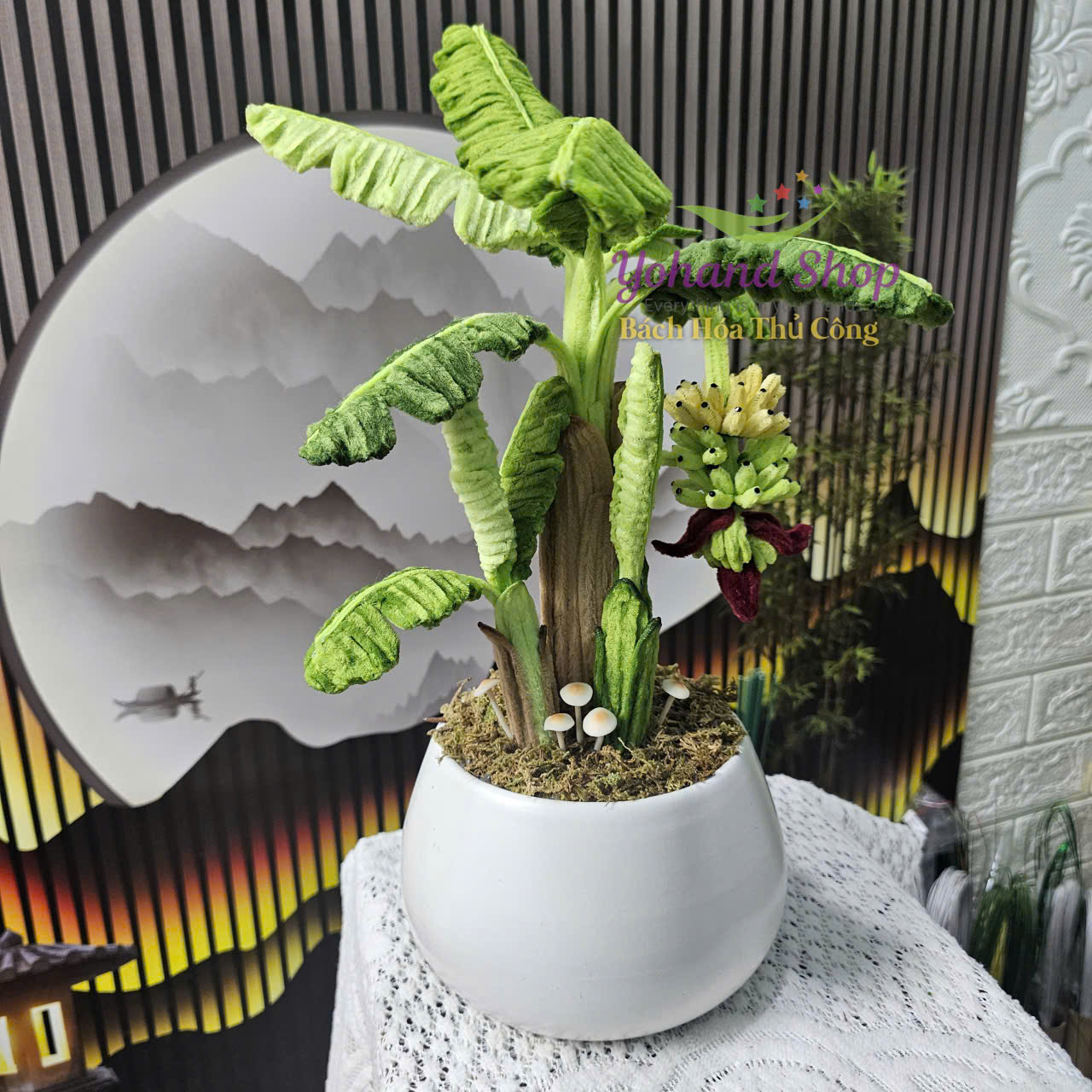 Chậu chuối bằng kẽm nhung dùng trang trí